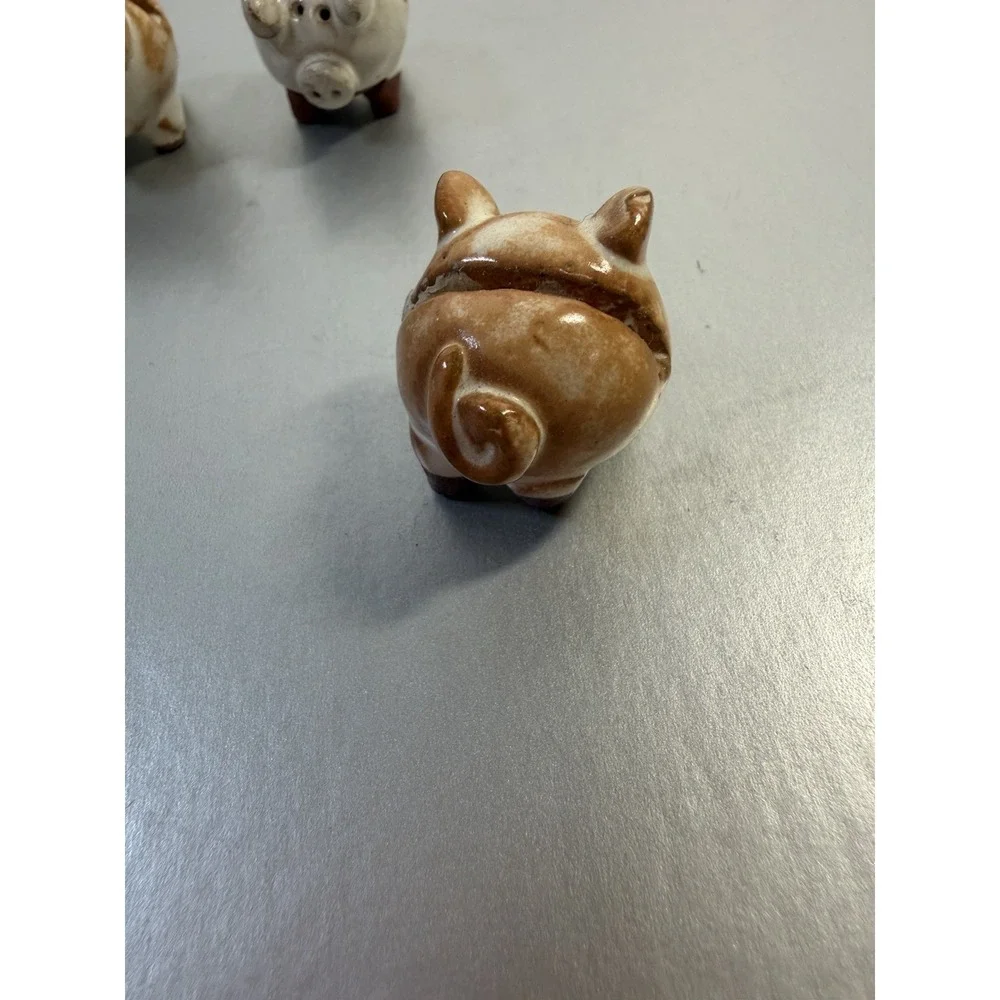 Set of 6 Miniature Studio Pottery Pig‎ Place Card Holders Handmade Farmhouse Art